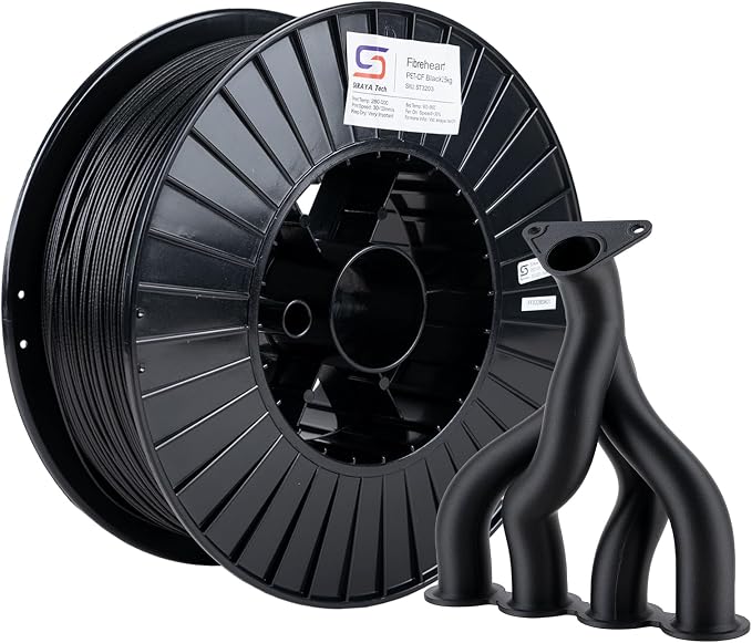 Siraya Tech Fibreheart PET-CF 3D Filament - Carbon Fiber Reinforced, Large 2.5kg Spool for Industrial & Print Farms, High Strength & Rigidity, Easy Printing, Dimensionally Stable (Black, 2.5kg)