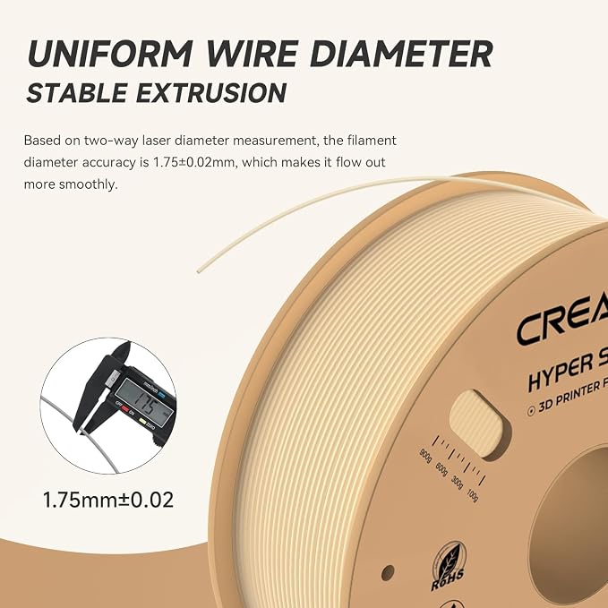 Official CREALITY Hyper PLA Filament 1.75mm, High Speed PLA 30-600mm/s Rapid 3D Printer Filament, Dimensional Accuracy +/-0.02mm, Stronger Toughness, Fit Most FDM 3D Printers，1KG(2.2lbs) Spool Skin