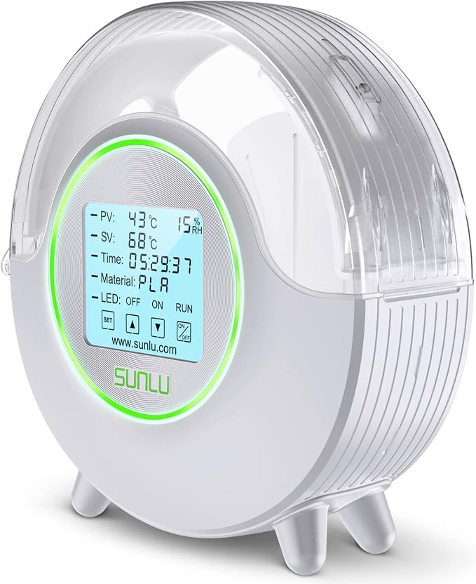 SUNLU Official Filament Dryer S2, for PLA PETG ABS Filament, White | Upgraded 3D Filament Dryer with 360°Heating Fan, Filament Dehydrator, One-Key Set with 4.6" Touch Sreen