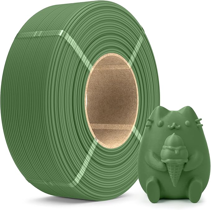 SUNLU Matte PLA Filament Refill 1.75mm 1KG, 3D Printer Filament PLA Refill, No-Spool PLA Matte Filament for Reusable Spools Compatible with Bambu Labs Filament, 1KG/Roll Olive Green