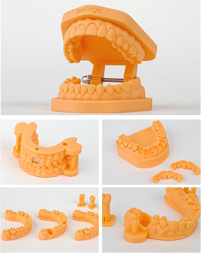 Inslogic Dental Implant Model 3D Printe Resin, High Accuracy and Low Shrinkage, Smooth Surface, 405nm UV-Curing Resin for Dental Models, Prosthetics, Orthodontics, Research (Yellow, 1kg)