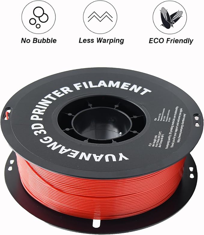 Red PLA 3D Printer Filament 1.75mm, 1kg Spool, Bright Smooth Finish, ±0.03mm Precision, Low-Warp & Easy Printing, Ideal for Models, Crafts, Prototypes & Eye-Catching Display Prints