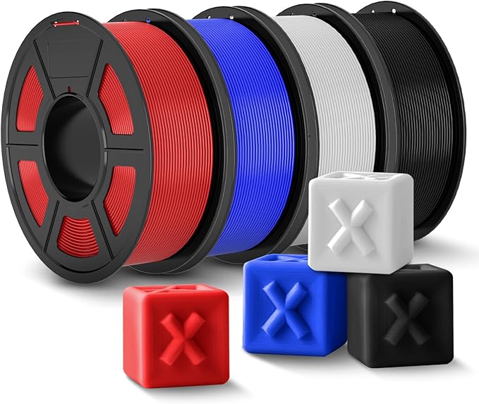 JAYO PLA Plus 1.75mm Filament 4.4KG Bundle, PLA+ 3D Printer Filament | Tougher and Stronger, Neatly Wound , Vacuum Sealed, Dimensional Accuracy +/- 0.02 mm (Black, White, Blue, Red)