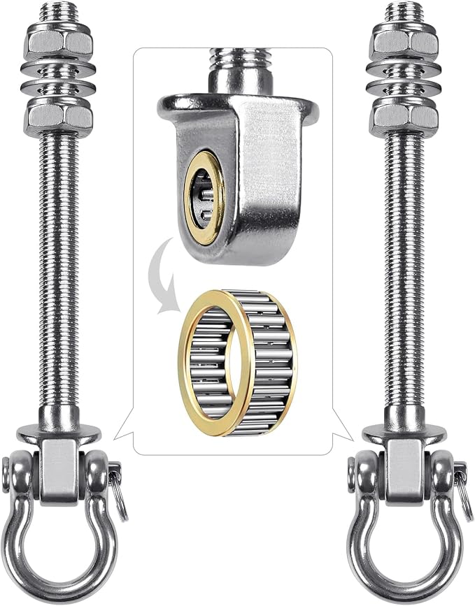 BeneLabel Heavy Duty Swing Hangers with Bearings - Set of 2 Stainless Steel 304 Hardware for Wood & Metal Beams - Ideal for Hanging Hammocks, Yoga Swings, Porch Swing - 1500LB Capacity - 7" x M2/5"