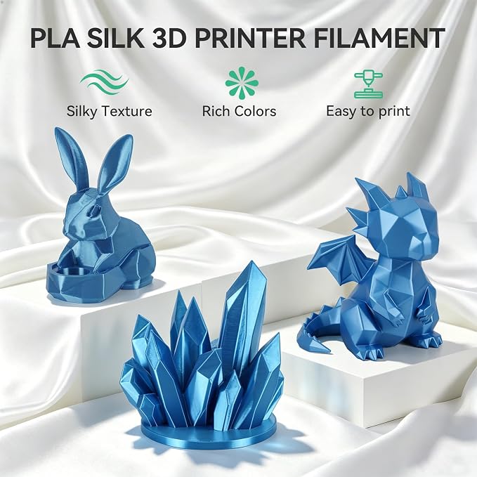 Silk PLA 3D Printer Filament Bundle, 1.75mm, 16 Colors, Dimensional Accuracy +/- 0.02mm, 16 roll Multicolor Set