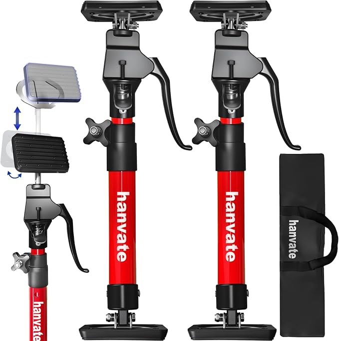 Cabinet Jacks for Installing Cabinets 2 Pack, 15.8"-23.6" Steel Telescopic Quick Support Rod, Adjustable 3rd Hand Support System with 220lbs Capacity for Cabinet Jack, Drywall Jack&Cargo Bars