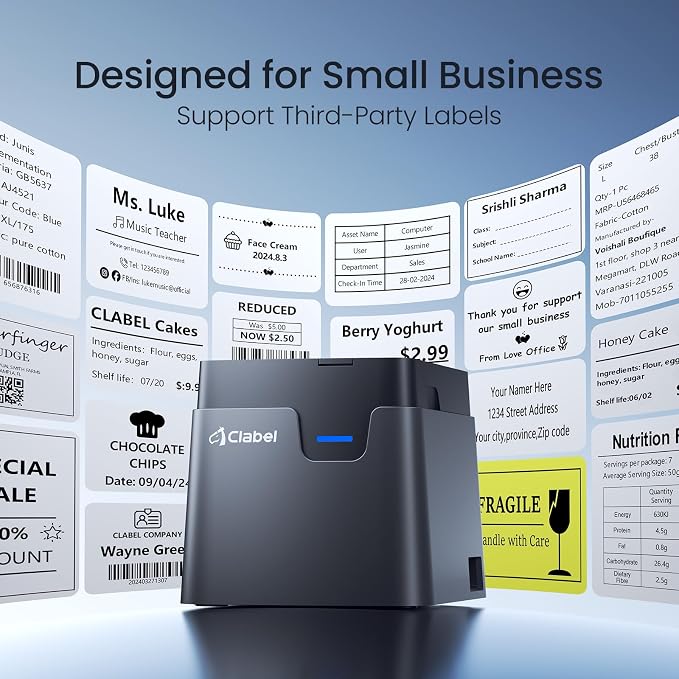 CLABEL 2in Desktop Thermal Label Printer, 221D Bluetooth Barcode Sticker Maker for Small Business, No RFID Lock, Built-in Paper Bin, for Retail Clothing Tag Price, Bakery Food, Office Mailing Address