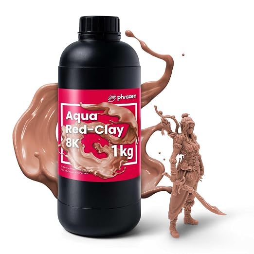 phrozen 3D Printer Rapid Resin [Aqua Red-Clay 8K], 405nm LCD UV-Curing Standard Photopolymer Resin for Highly Detailed Models, Low Odor Not Smelly Non-Brittle, Works Best with 8K 3D LCD Printer (1KG)