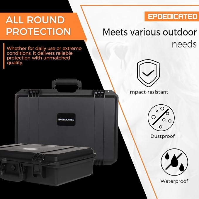 IP67 Waterproof Protective Hard Case with Custom Foam Insert, 18", Black | Tool Box For Technicians And Photographers; Fits Tools, Cameras, Drones, Audio Gear, Electronics And Test Instruments