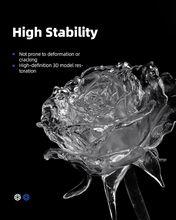 Inslogic High Clear 3D Printer Resin, Yellowing & Blue Tint Resistant, Highly Transparent & High Precision & High Stability, 405nm UV-Curing Resin for LCD/DLP/SLA 3D Printing (Clear, 1kg)