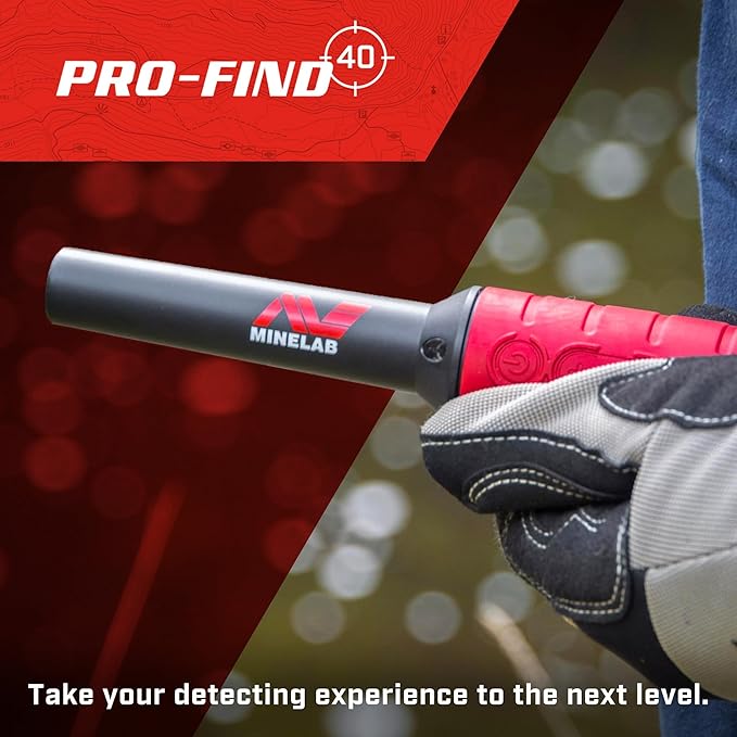 Minelab PRO-FIND 40 Waterproof Pinpointer Metal Detector for Experts with Tone ID & Adjustable Sensitivity (Built-in Flashlight, Holster & Lanyard Included)