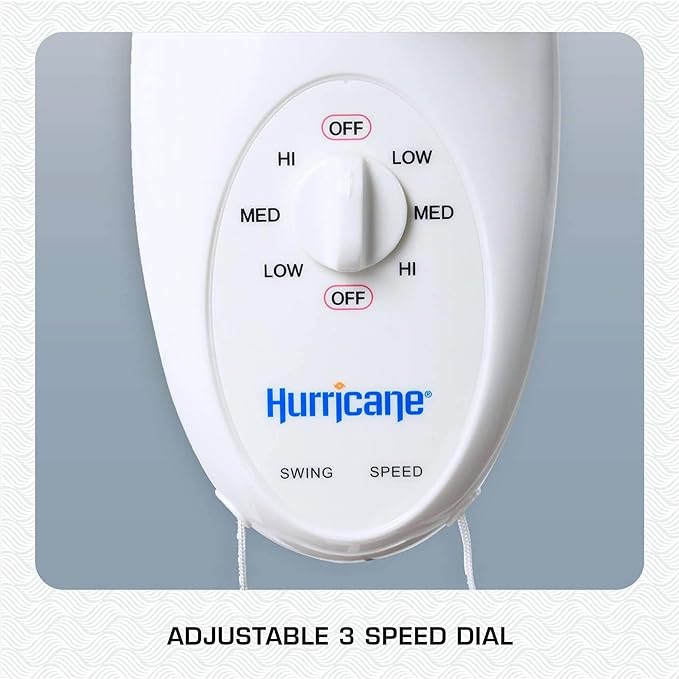 Hurricane Supreme 18" 90 Degree Oscillating Indoor Wall Mounted 3 Speed Plastic Blade Fan with Adjustable Tilt and Pull Chain Control, White (4 Pack)