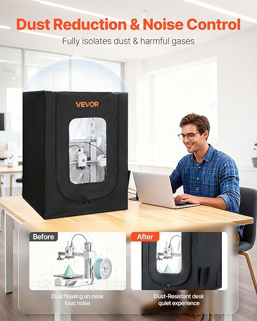 VEVOR 3D Printer Enclosure, Dustproof Waterproof Oxford Cloth 3D Printer Tent, Constant Temperature Protective Case with LED Lighting, Compatible with Creality/ELEGOO/Anycubic Multiple Popular Models