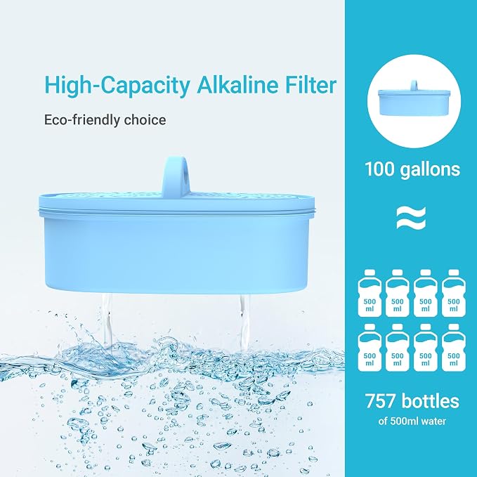 AQUA CREST PF-AL Alkaline Water Filter Replacement for Waterdrop® Pitcher and Dispenser Filtration System, Fits Waterdrop® PF-AL, Reduces PFOA/PFOS, Chlorine, Last Up to 100 Gallons, 1 Pack