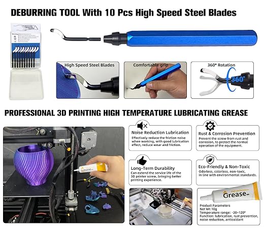3D Printing Tools Kit, Essential 3D Printer Accessories with Wooden Toolbox | Include Nozzle Cleaning Kit, 3D Print Glue, Lubricant Grease for 3D Printing Maintenance
