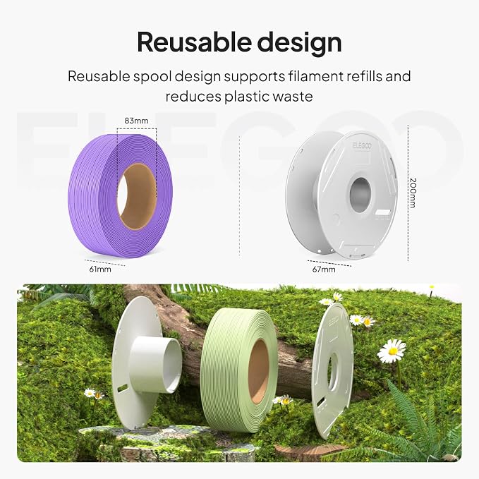 ELEGOO Matte PLA 3D Printer Filament with Reusable Spool，1.75 mm Printing Filament Gemstone Red 1 kg, Dimensional Accuracy +/- 0.02 mm, Compatible with Most 3D Printers