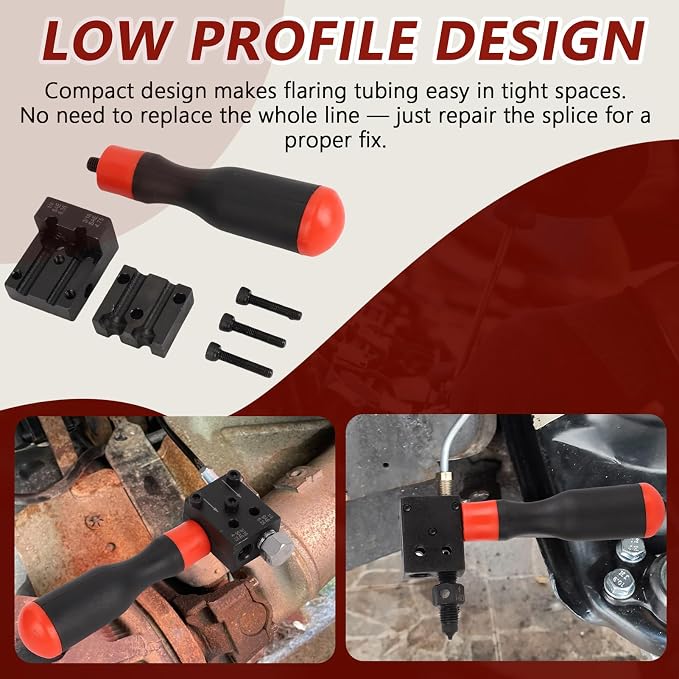 3/16 & 1/4 Brake Line Flaring Tool Kit, Copper Tube Single Double Tube Shaping Tool for Auto Repair, Tubing Flaring Tool, Universal Brake Line Tool for Confined Spaces
