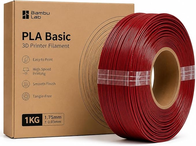 Bambu Lab PLA Filament Matte 3D Printer Filament 1.75mm PLA 1kg High Tenacity - Maroon Red (10205) - Refill
