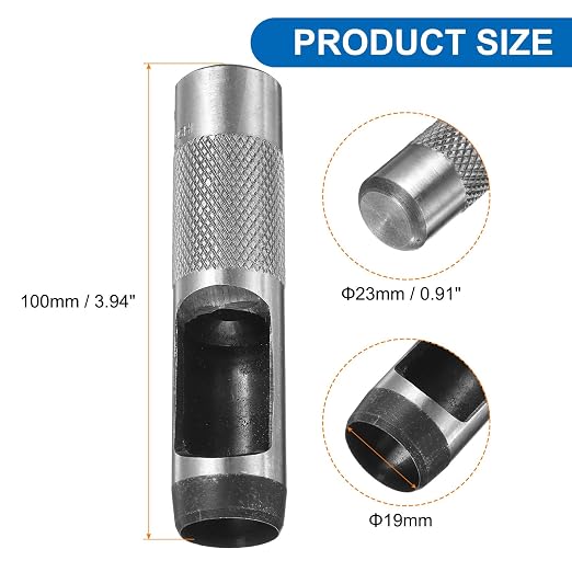 HARFINGTON 2pcs Leather Round Hole Punch, 19mm Hollow Hole Puncher Cutter Carbon Steel Circle Hole Punching Cutting Tool for Belt/DIY Leather Craft