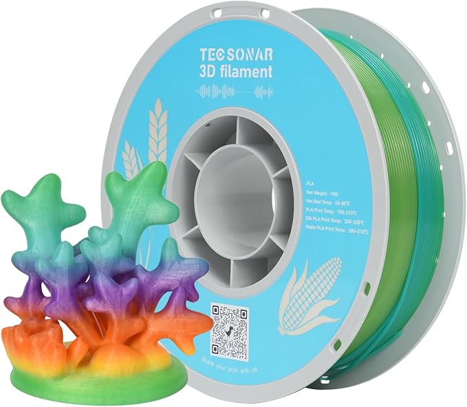 Crystal Rainbow PLA 3D Printer Filament, 1KG Spool(2.2lbs) 1.75mm PLA Fast Color Change 3D Printing Material,Gradient Filament for Most FDM 3D Printers,Crystal Coral