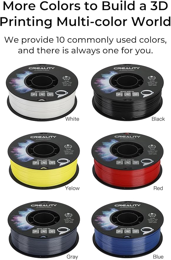 Creality ABS Filament 1.75mm 4 kg, 3D Printer Filament Bundle, Excellent Resistance, Odorless Non-Toxic, Stability, Tough, 4 Pack(8.8 lbs)