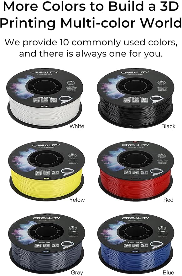 Creality 4 kg Black & White ABS Filament 1.75mm, 3D Printer Filament Bundle, Excellent Resistance, Odorless Non-Toxic, Stability, Tough, 4 Pack-1 kg (Black, Black, White, White)