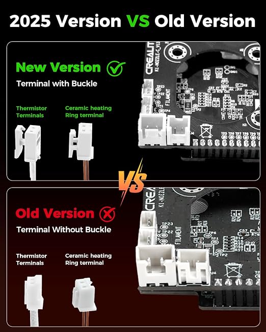Creality 2025 K1 SE/K1C/K1 Max/K1 Upgrade Ceramic Heating Block Kit, New Version Terminal with Buckle, K1 Series 600mm/s High-Speed Printing Hot End, Extruder Hotend for 3D Printer K1 Series