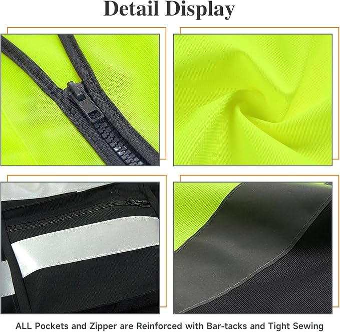 Safety Vest Two Tone for Men Women Work Vest with Pockets and Zipper Construction Workwear Vest