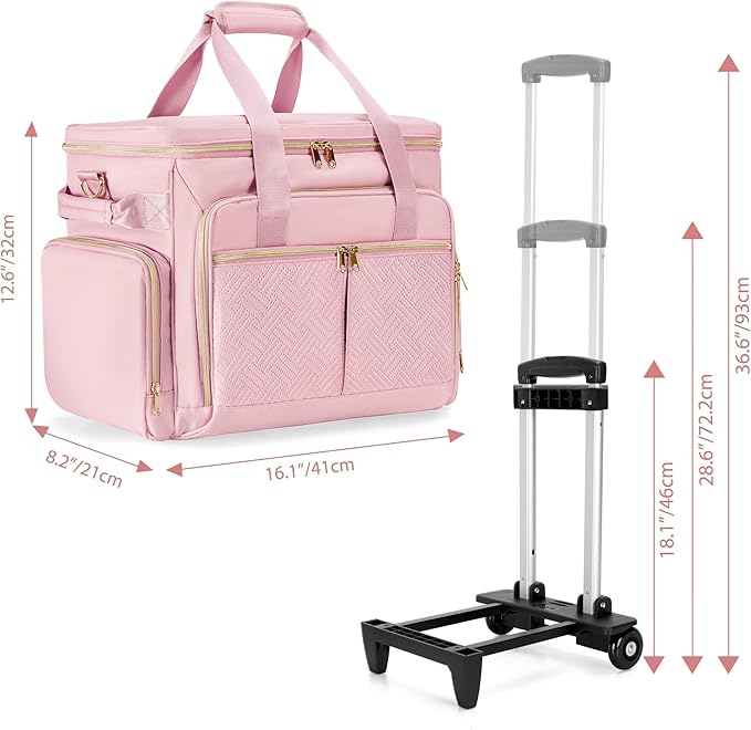 Rolling Teacher Bag with Wheels, Teacher Tote Bag with Detachable Trolley, Fits for 15.6" Laptop(Patent Design)