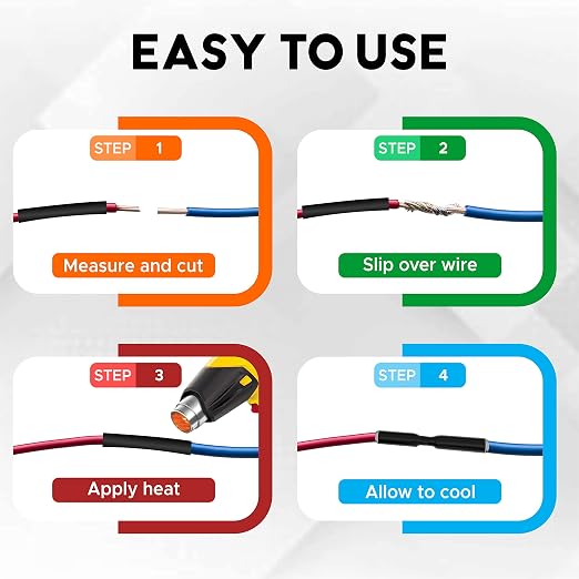 Heat Shrink Tubing 1/2", 3:1 (12.7mm) Ratio Shrink Tube Industrial and Marine Grade, Dual Wall Adhesive Lined Wire Shrink Wrap Tubing, 59 Feet Black Roll