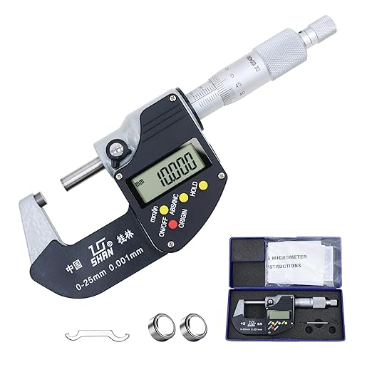 0-1 Professional Digital Micrometer，0.00005" /0.001mm Resolution，Digital Outside Micrometer with Carbide Tip 0-1" Range with Ratchet Stop, Precision Machinist Workshop Automotive Tools