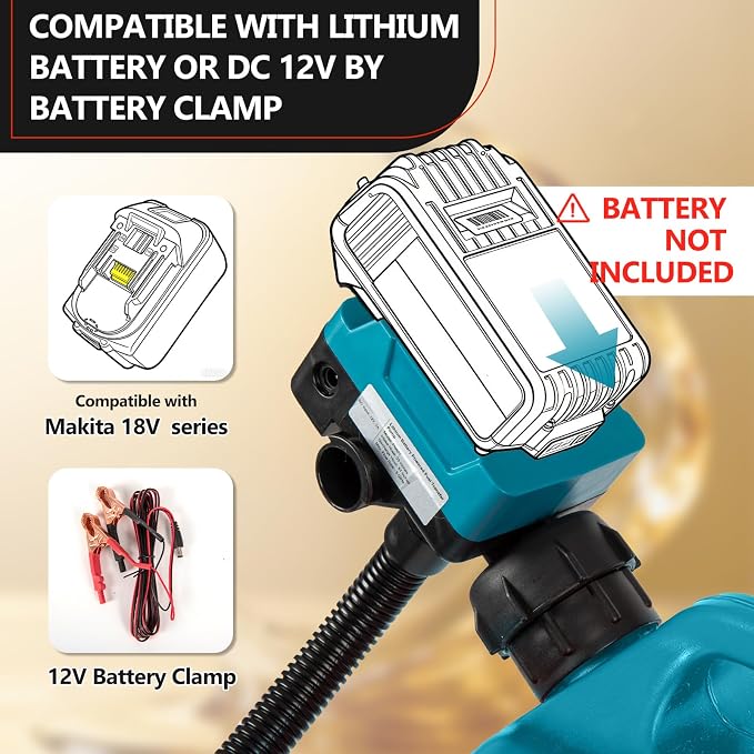 5GPM Cordless Fuel Transfer Pump,Auto-Stop & Hand Nozzle, Compatible with Makita 18V Batteries, 51'' hose,Vertical Operated Portable Pump for Oil,Diesel,Gasoline(Battery not included)