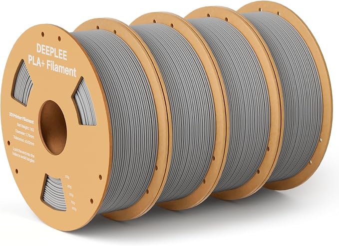 PLA+ 1.75mm 3D Printer Filament, PLA Plus with Dimensional Accuracy +/- 0.02mm, Higher Strength and Toughness, Neatly Wound, No Clogging, Fits for Most FDM 3D Printers, 4 Pack 1kg Gray