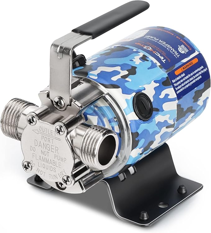 TecHome 115V 1/10HP 330GPH Utility Rain Barrel Waterbed Pump, With Water Hose Kit, Camouflage Color.