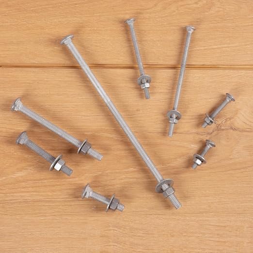 1/2" x 14" Carriage Bolts (25 PCS), Hot Dip Galvanized, Heavy Duty Round Head with Washers and Nuts