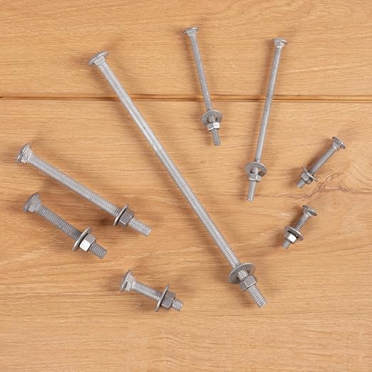 1/2" x 4" Carriage Bolts (25 PCS), Hot Dip Galvanized, Heavy Duty Round Head with Washers and Nuts