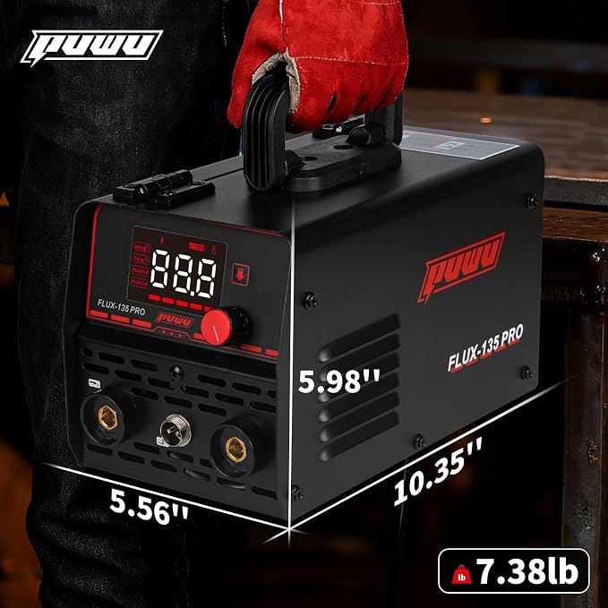 FLUX 135A 110V MIG Welder, 3-in-1 IGBT Inverter for Flux Core/Lift TIG/Stick with LED Display, Arc Force, VRD, Hot Start & Thermal Protection