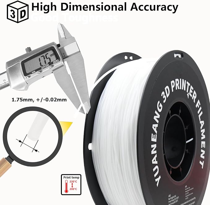 TPU 3D Printer Filament 1.75mm White, 1kg Spool, Flexible & Durable TPU Material (Shore 95A), High Elasticity, Impact-Resistant, Wear-Resistant, ±0.03mm Precision