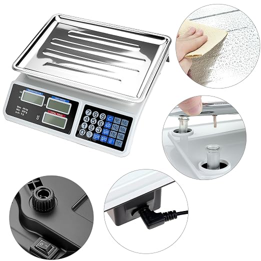 QWORK Large Digital Kitchen Scale 88LB/40KG, Electronic Price Computing Scale LCD Display, Digital Deli Scale, Electronic Counting Weight Scale