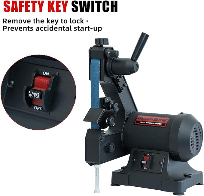 Bucktool 2.3A Belt Sander, 1×30 Inch Low-Speed Belt Sander with Knife Sharpening Angle Guide, 1790 RPM Metal Sander for Knife Making & Metalworking