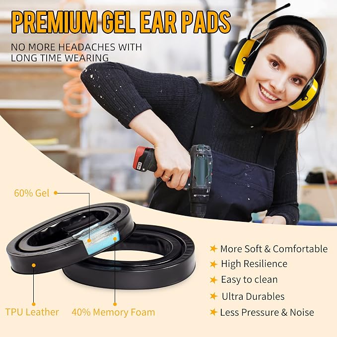 ZOHAN AM/FM Radio Headphone with Digital Display,Ear Protection Noise Reduction Earmuffs,Comfortable Hearing Protector