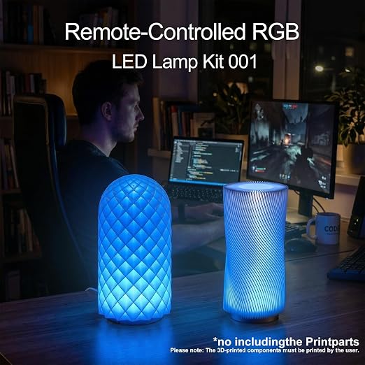 3PCS Remote Control RGB Light LED Lamp Kit 001,Power Failure Memory Function for Bambu Lab Multicolor Makerworld for Anycubic Makeronline 3D Printer Light DIY Hardware Model Parts USB