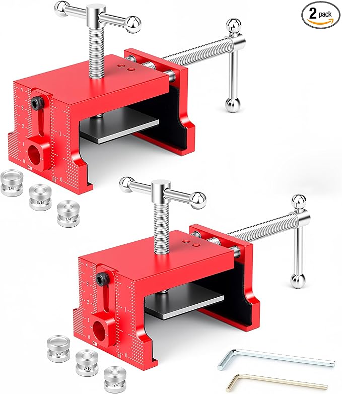 2Pack Cabinet Clamps for Installing Cabinets, Face Frame Clamps & Claw for Cabinet, Essential Cabinet Tools with 3 Sizes Hole Drilling Guide for Precise Alignment & Installation