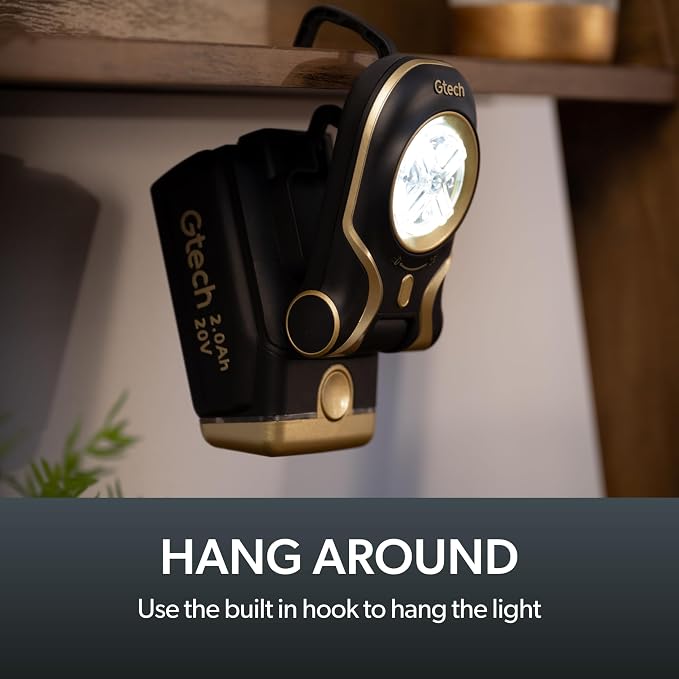 Gtech Portable LED Work Light - 2 Brightness Settings - Rechargeable - 180 Swivel Head and Hook - Perfect for Mechanics, Shops, and Construction - Bare Unit (Battery and Charger Not Included)