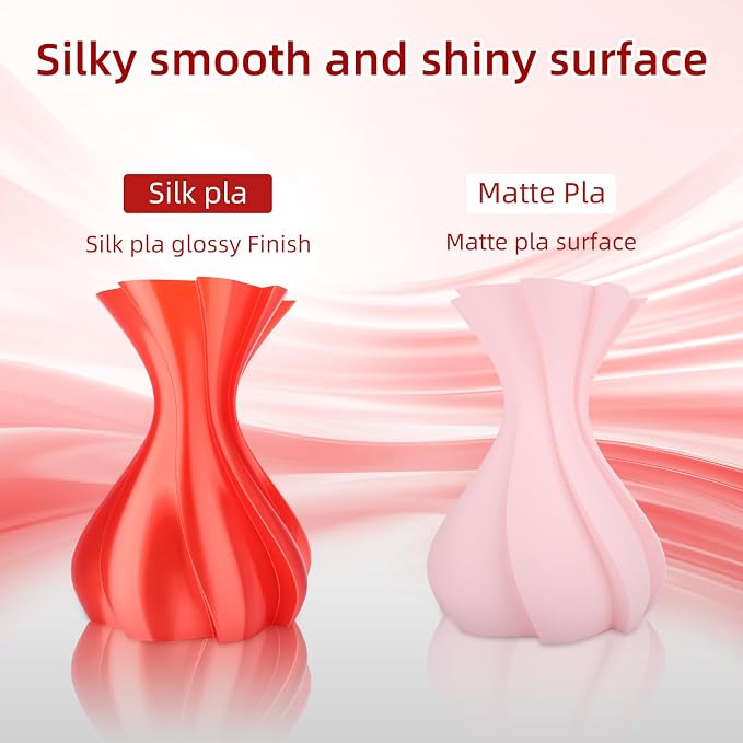 3DHoJor Silk PLA Filament 1.75mm, PLA Filament 1.75mm Silk Shiny 3D Printer Filament, 1kg Cardboard Spool (2.2lbs), Dimensional Accuracy +/- 0.03 mm, Fit Most FDM Printer（Red）