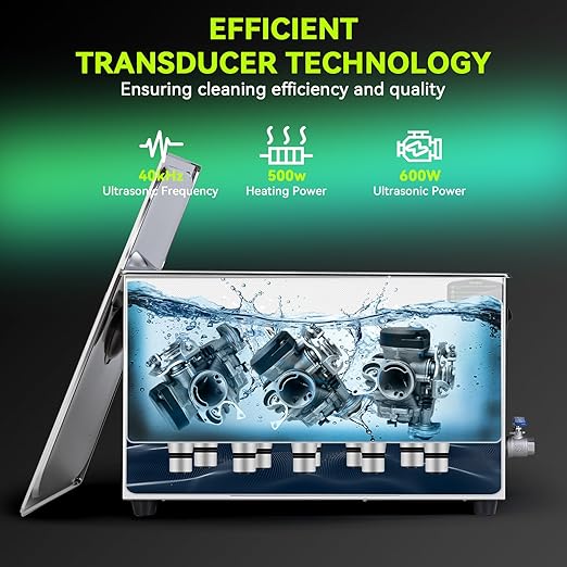 Ultrasonic Cleaner, One-Touch Cleaning,Heating, Deep Mode, ECO Energy-Saving Ultrasonic Cleaning Machine Excellent for Labs,Carburetor,Jewelry,Dentures,Automotive & Industrial Parts. (30L)