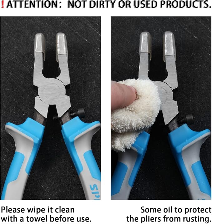 SPEEDWOX Glass Pliers with Rubber Tips 8 Inches Key Fob Pliers Glass Breaking Pliers with Flat Jaws Heavy Duty for Stained Glass Work Mosaics Breaking Tool