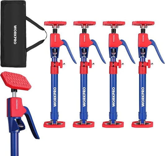 WORKPRO Cabinet Jack Support Pole, 18.5" to 29.5" Steel Telescopic Quick Support Rod Adjustable 3rd Hand Support System with 154 lbs Capacity for Cabinet Jack, Drywall Jack& Cargo Bars, 4-Pack
