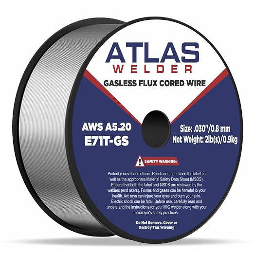 ATLASWELDER Flux Core Welding Wire, E71T-GS .030 Inch 2LB, Gasless Mild Steel MIG Welding Wire with Low Spatter for All Position Welding