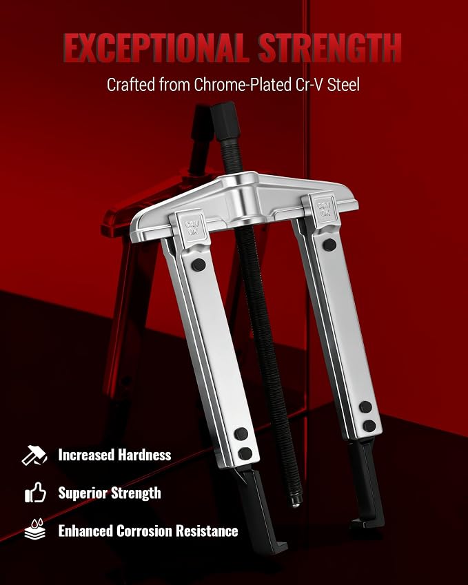 Reywoo Gear Puller Set, Adjustable 2 Jaw Bearing Puller, Pulley Puller, Flywheel Puller Kit with Extendable Arms and Reversible Jaws for Removing Bearings, Gears, Pulleys and Flywheels